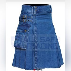Denim Utility Kilt for Men